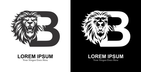 The logo design is in the shape of a lion's head with a front view combined with the letter B