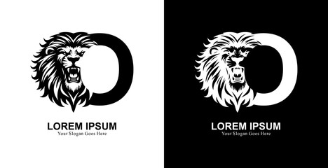 The logo design is in the shape of a lion's head with a front view combined with the letter O