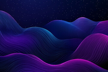 Obraz premium An abstract celestial design featuring vibrant dark blue and purple gradients, with shimmering silver constellations scattered across the background. Crisp black outlines define the shapes and pattern