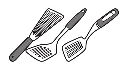 three spatula line art pictures