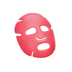 Render of silicone or fabric face masks. in pink color. For skin care and nourishment. Vector illustration in 3d style on isolated white background