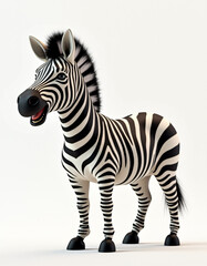 Obraz premium Playful Stylized Zebra Standing, Cute 3D African Wildlife Illustration 