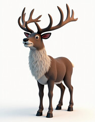 Fototapeta premium Happy Friendly Deer, Cute 3D Cartoon Animal on White Background