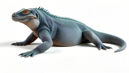 Obraz premium Large Blue Iguana Lizard Reptile Close up Studio Shot Isolated on White Background