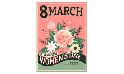 wedding invitation card A second vintage-style poster for International Women's Day on March 8th, inspired by the 1950s.
