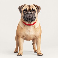 Obraz premium Adorable Bullmastiff Dog Breed Portrait Studio Shot Red Collar Canine