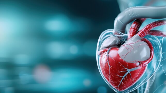 Conceptual of a heart shaped X ray scan representing the inner workings and intricate structure of the cardiovascular system