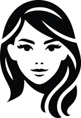 A beautiful woman face silhouette vector on white background