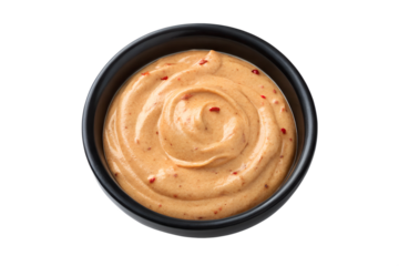 Black Bowl with Chipotle Aioli Made with Mayonnaise, Spicy Dip, Creamy Sauce