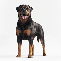 Obraz premium Happy Rottweiler Dog Breed Portrait Studio Shot Black and Tan Fur Canine