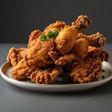 Isolate image of plate of crispy fried chicken 