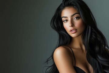 Naklejka premium Woman with dark hair and tan skin.
