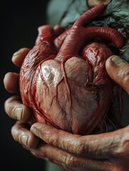 close up of man hands with heart