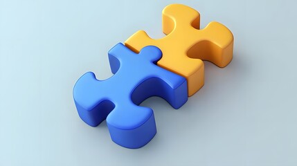 Fototapeta premium Colorful puzzle pieces fitting together on a light background representing teamwork and problem-solving skills