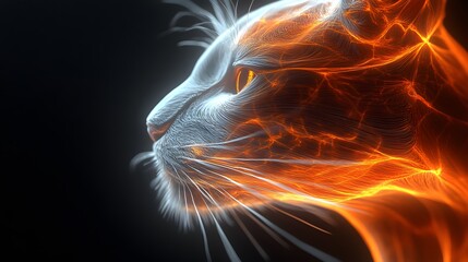 a cat created with smoke and flames
