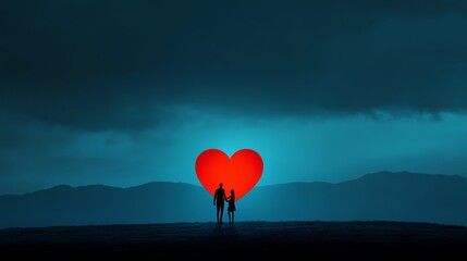 Fototapeta premium a couple holding hands with glowing heart, love concept, digital painting, fantasy style, isolated on white background