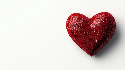 a glittery heartshaped Valentine s greeting card, festive and sparkling, 3D render, vibrant red, isolated on white background
