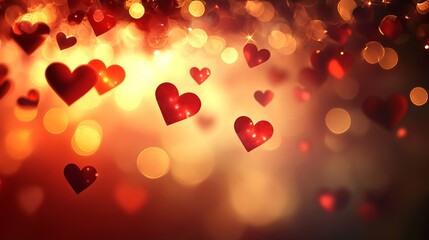 Obraz premium Colorful heart shapes illuminate the background, creating a festive atmosphere for celebrations