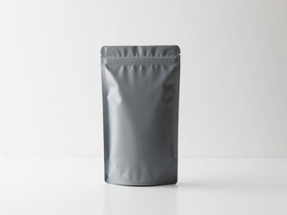 blank gray standing pouch on white background