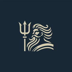 God Poseidon Trident Logo