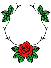 photo frame with flower and text place isolated on white background