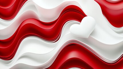 Fototapeta premium Abstract waves of hearts, dynamic romantic motion, 3D illustration