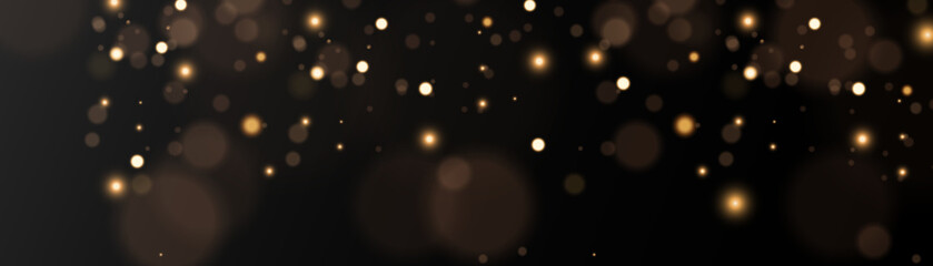 Gold dust. Light yellow. Bokeh light effect background png. Christmas glowing dust background. Yellow flickering glow with confetti bokeh light and particle motion. © ira11998877