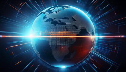 Obraz premium breaking news background with earth planet and light effects ai