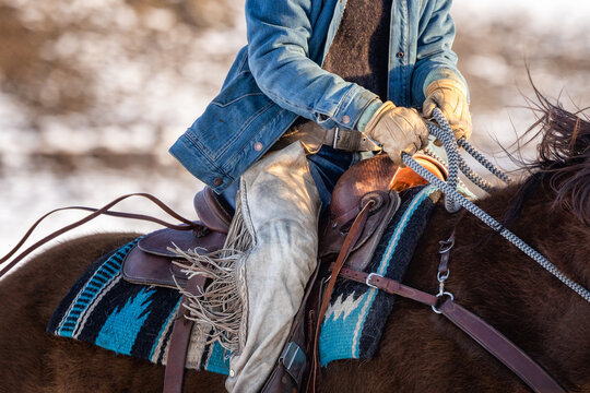western horse rider in winter
