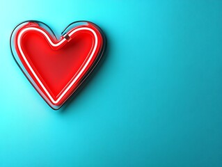 Fototapeta premium Happy Valentine s card, glowing neon heart typography, 3D illustration