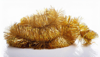 gold tinsel isolate on white background