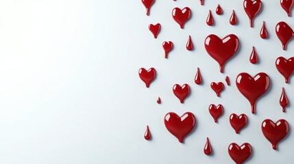 Love rain, heartshaped raindrops falling softly, 3D illustration