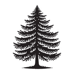 Pine Tree Silhouette - Digital Art of Pine in Black and White - Pine Tree Vector - Pine Tree Illustration - Minimalist Pine Silhouette - Pine Vector - Pine Digital Art
