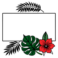 photo frame with flower and text place isolated on white background