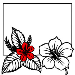 photo frame with flower and text place isolated on white background