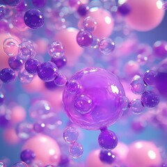 purple molecule abstract background pastel tones macro closeup banner design cosmetic concept