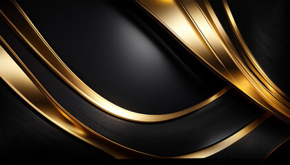a sleek black background with metallic gold accents and subtle light reflections the luxurious and elegant design is perfect for high end branding invitations or product presentations