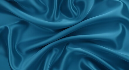 Fototapeta premium Blue wavy silk shiny background, grainy texture effect, poster background design. 