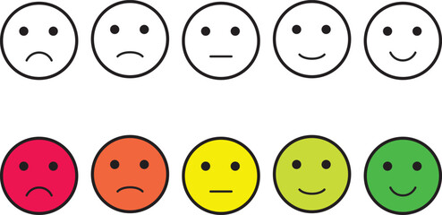 six emoticon user pout to satisfaction expression from sad until happy
