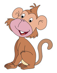 Obraz premium A monkey is sitting and smiling vector illustration