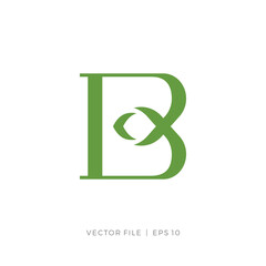 initial letter B leaf classic serif font logo