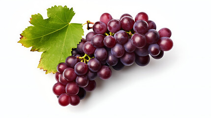 Fototapeta premium A bunch of grapes with a leaf on top