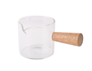 Wooden Handle Glass Measuring Cup Single Mouth on transparent png