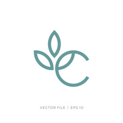 initial letter C aesthetic leaf flower logo