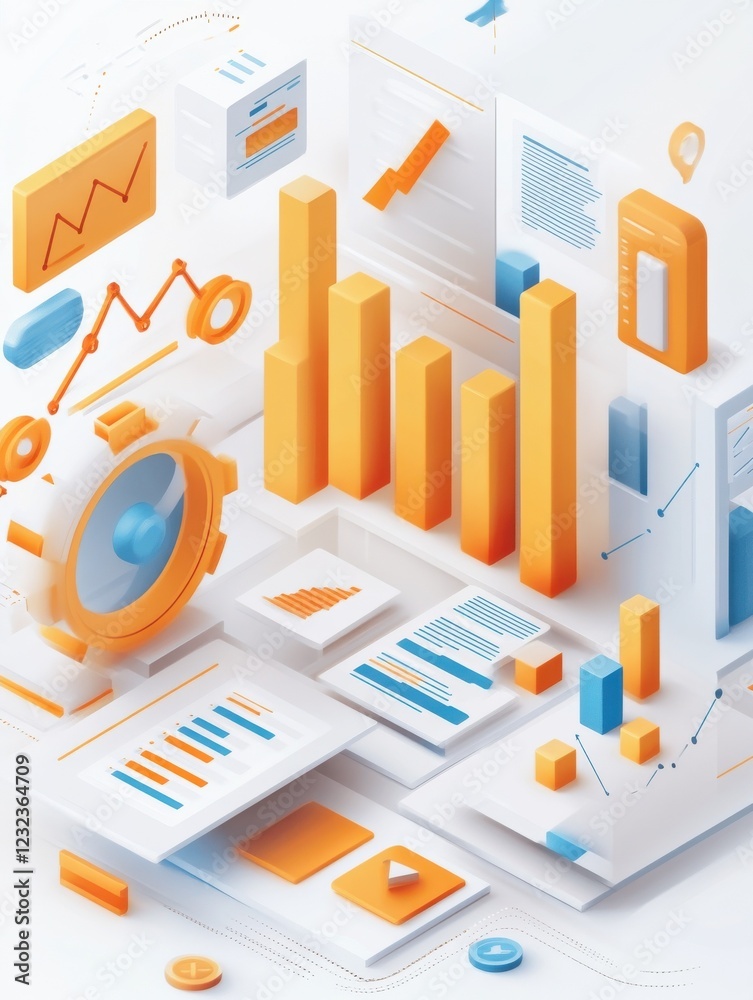 Poster seo campaign summary with charts and graphs showing analytics results and algorithm impact