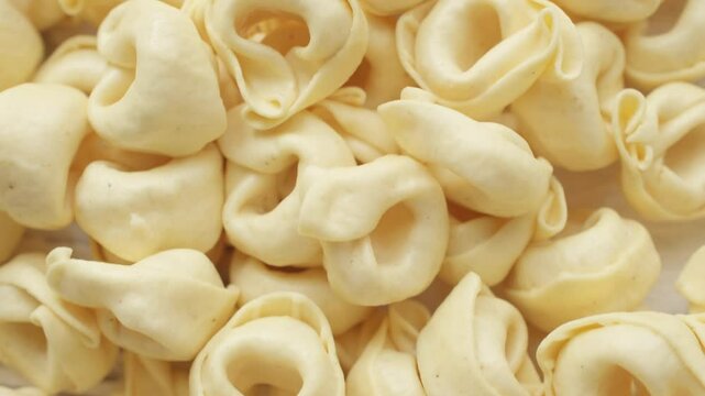 Raw Italian tortellini in close-up