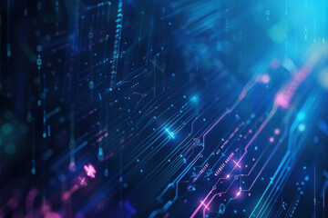Obraz premium Modern technology background featuring circuit patterns and vibrant light effects in a digital environment