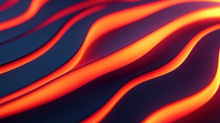 Abstract image featuring vibrant orange and red wavy lines against a dark background. The texture appears smooth and three dimensional, creating a