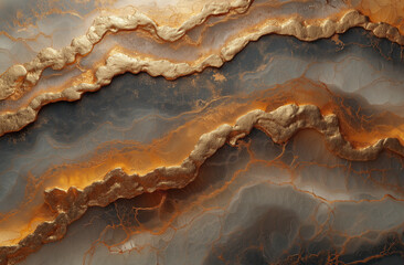 Naklejka premium Abstract swirls of gold and silver in an organic pattern, resembling flowing marble textures.