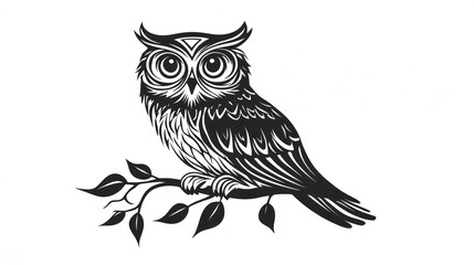 Obraz premium owl in tribal style tatto design isolated on white background